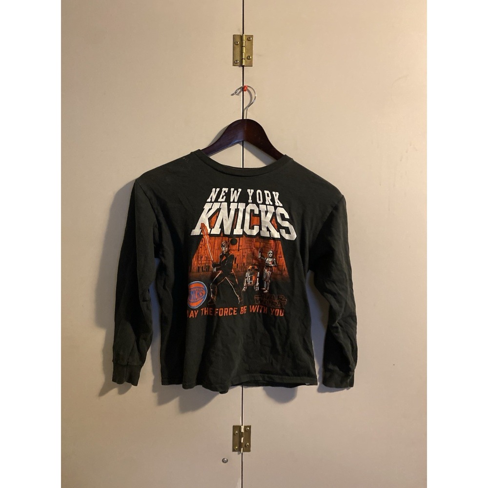 Vintage Star Wars New York Knicks Shirt Youth L Black Good 2011 Long Sleeve